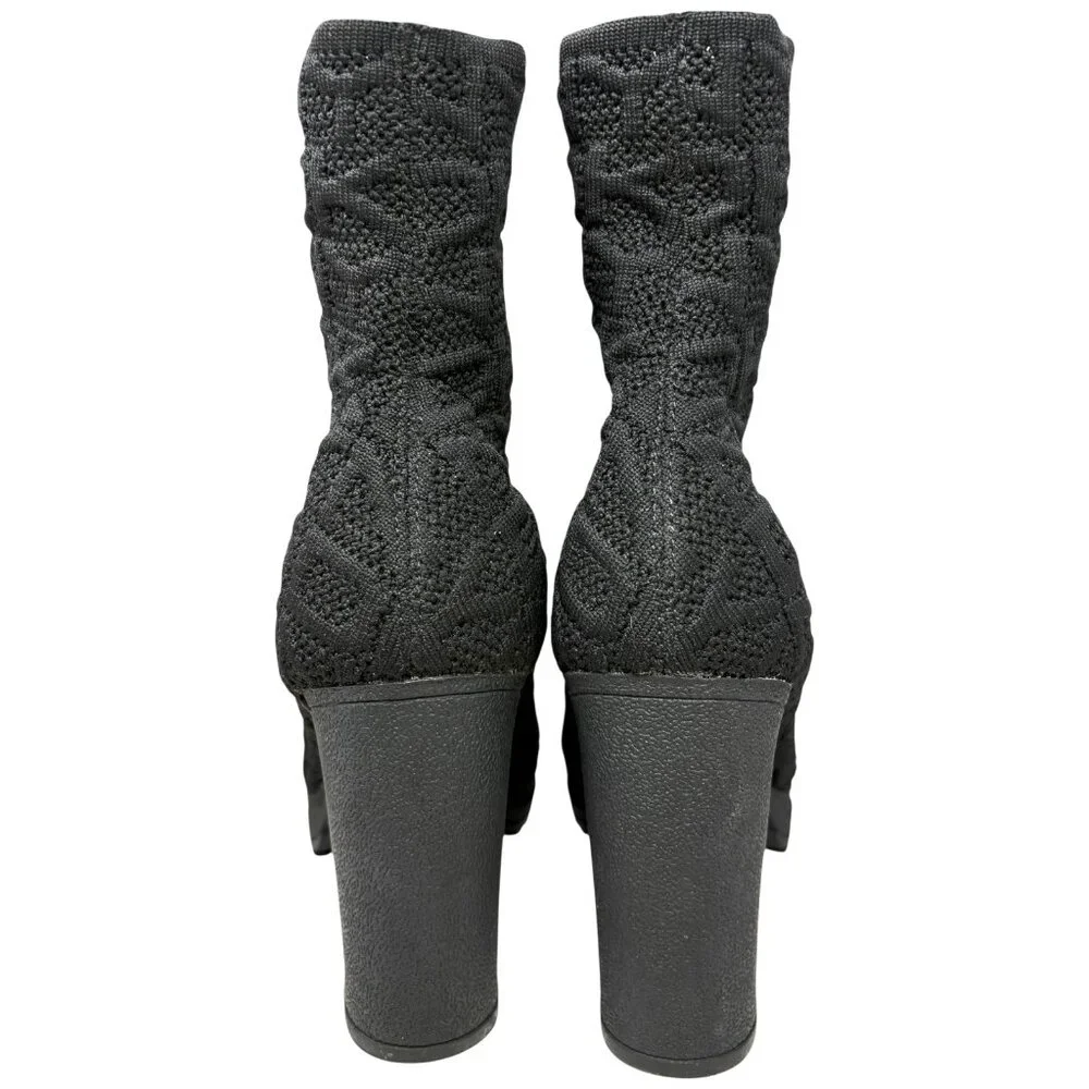 DKNY Tammy‎ Black Knit Logo Chunky Platform Bootie